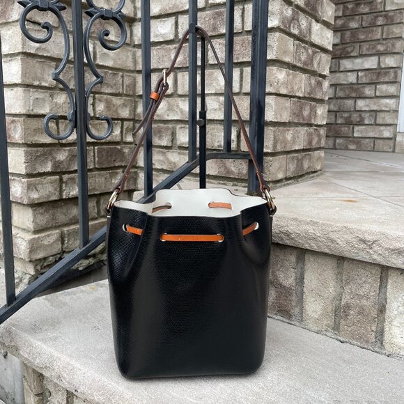 DOONEY & BOURKE SIENA SERENA DRAWSTRING BUCKET SHOULDER BAG BLACK PREPPY - Picture 9 of 16